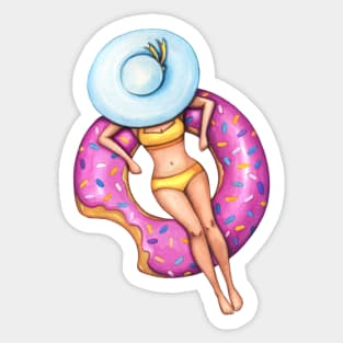 Pink donut girl Sticker